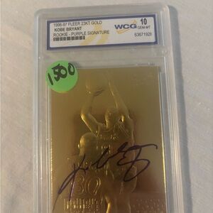 1996-1997 Fleer 23KT Gold Kobe Bryant Purple Signature Rookie Card WCG Gem Mt 10